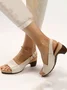 Retro Solid Simple Open Toe Chunky Heel Sandals