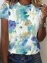 Crew Neck Floral Short Sleeve Casual T-Shirt