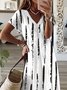 Striped Short Sleeve V Neck Casual Dress