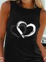 Casual Sleeveless Round Neck Heart Printed  Vests