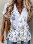 Loosen Casual Floral Short Sleeve Blouse