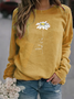 Women Round Neck Sunflower Printed Long Sleeve Sweatshirt