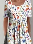  Casual  Loosen Short Sleeve Floral Dress