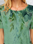 Women's Summer Plants Vintage Short Sleeve Crew Neck T-shirt