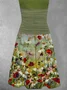 A-Line Casual Sleeveless Floral Knitting Dress