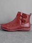 zolucky Vintage Women Casual Braided Strap Breathable Lether PU Flat Heel Classic Boots