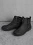 zolucky Vintage Women Casual Braided Strap Breathable Lether PU Flat Heel Classic Boots
