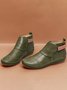 zolucky Women Casual Green Daily Adjustable Soft Leather Booties