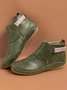 zolucky Women Casual Green Daily Adjustable Soft Leather Booties