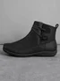 zolucky Vintage Women Casual Braided Strap Breathable Lether PU Flat Heel Classic Boots