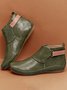 zolucky Women Casual Green Daily Adjustable Soft Leather Booties