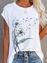 Casual Dandelion Short Sleeve Round Neck Printed Top T-shirt