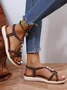 Pearl Beaded Thin Strap Cross Bohemian Casual Sandals