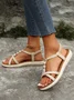 Pearl Beaded Thin Strap Cross Bohemian Casual Sandals