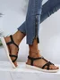 Pearl Beaded Thin Strap Cross Bohemian Casual Sandals