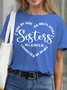 Womens Sisters Will Always Be Connected By Heart Letter Casual Short Sleeve T-Shirt