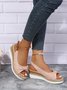 Bow Weave Fish Mouth Wedge Sandals