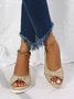 Bow Weave Fish Mouth Wedge Sandals