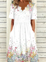 Daily Casual Floral Print Jersey Lightweight Short Sleeve Knit V neck Maxi Dress