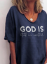 V Neck Casual Letter T-Shirt