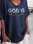 V Neck Casual Letter T-Shirt