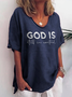 V Neck Casual Letter T-Shirt