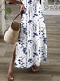 Floral V Neck Short Sleeve Casual Dress