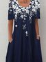 Floral Casual Short Sleeve Pockets A-Line Dress