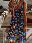 Womens Butterfly Casual V Neck Dress