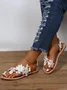 Women's Romantic Applique Lace Flower Decorative Elegant Wedding Flat Heel Sandals