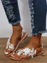 Women's Romantic Applique Lace Flower Decorative Elegant Wedding Flat Heel Sandals