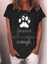 Women Dog Animal Printing Casual Cotton-Blend T-Shirt