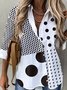 Casual Polka Dots Long Sleeve Shirt Collar Printed Blouse