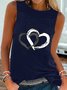 Casual Sleeveless Round Neck Heart Printed  Vests