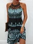 Ethnic Printed Halter Sleeveless Dress