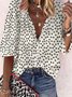 Women Vintage Half Sleeve Boho Floral Printed V Neck Casual Top