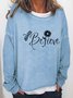 Women Dragonfly Floral Letters Casual Sweatshirt