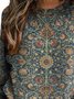 Casual Long Sleeve Crew Neck Ethnic Loose Sweatshirt