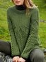 Women Casual Plain Autumn Daily Long sleeve Crew Neck Regular H-Line Regular Size Sweater