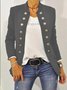 Zolucky Women Urban Loosen Stand Collar Long Sleeve Jacket