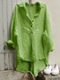 zolucky Women Tuxedo Linen Shirt Dress