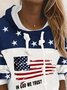 Color-block Stars Flag Letters Printed Hoodie Long Sleeve Casual Sweatshirt