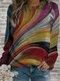 Women Casual Multicolor Printed Long Sleeve T-shirt