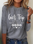 Women Casual Text Letters Autumn Daily Standard Long sleeve Regular H-Line Regular T-shirt