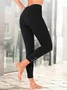 Plain Casual Leggings Tight Ankle Pants With Buttoned Design