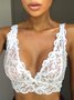 Women Sexy Plain All Season V neck Holiday Lace 3/4 Cup Gallus Bra Wirefree Bra