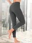 Plain Casual Leggings Tight Ankle Pants With Buttoned Design