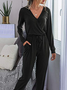 Casual Plain Autumn Polyester Natural Daily Loose Long sleeve T-Shirt Jumpsuit & Romper for Women