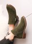 British Style Round Toe Comfortable Zip Low Heel Booties