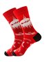 Christmas Cotton Jacquard Santa, Elk, Snowflake Pattern Socks, Festive Matching Red Socks Xmas Socks